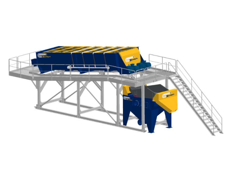 Płuczka z przesiewaczem i konstrukcją wsporczą